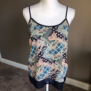 NWT Daniel Rainn Boho Print Layered Navy Tank Top